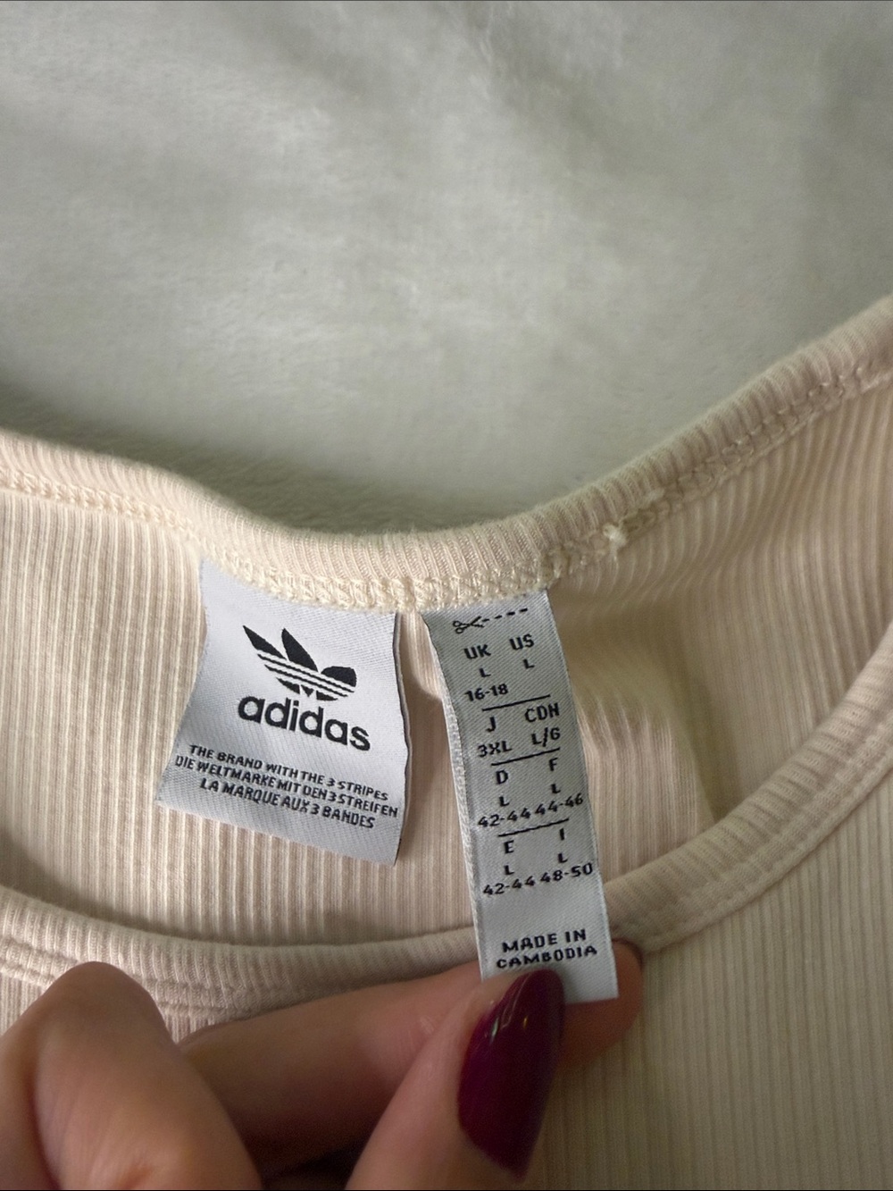 Adidas Ivory Ribbed Crop Tank - Picture 3 of 11